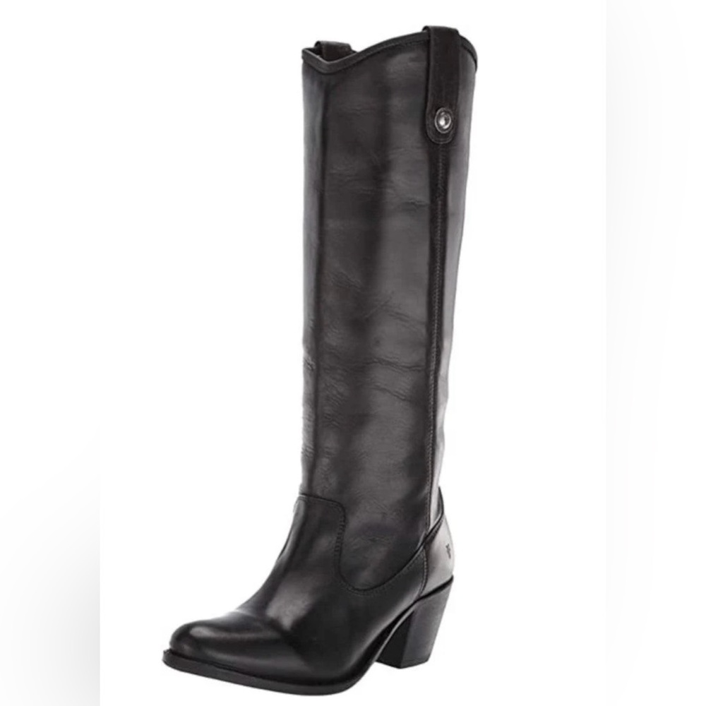 Frye tall black leather boot.
